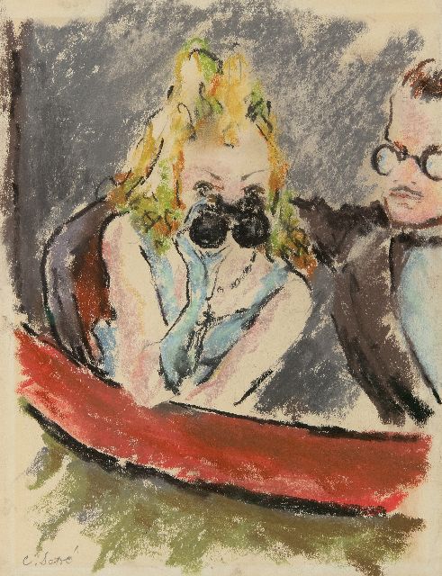 Constant Detré | De loge, pastel op papier, 29,5 x 22,5 cm, gesigneerd l.o.