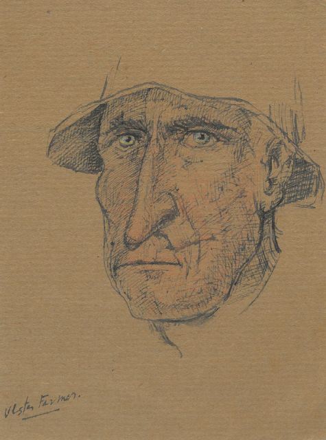 Schnell G. van | Ulster boer, gekleurd potlood op papier 13,4 x 10,2 cm, zonder lijst