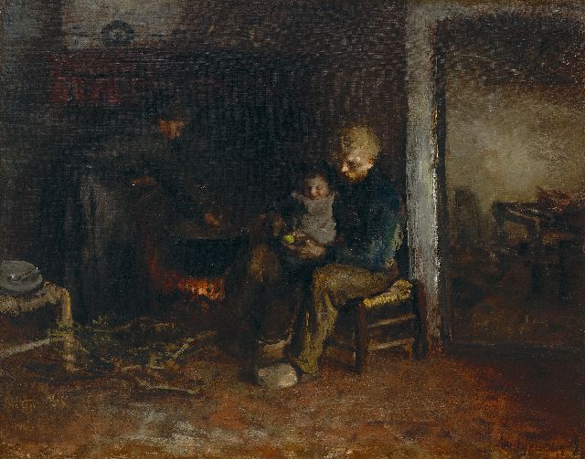 Albert Neuhuys | Boerenfamilie, olieverf op doek, 51,0 x 60,3 cm, gesigneerd r.o.