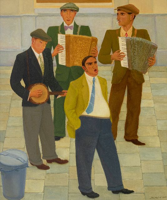 Johan van Hell | Straatzanger, olieverf op paneel, 60,9 x 50,6 cm, gesigneerd r.o. en gedateerd 1943