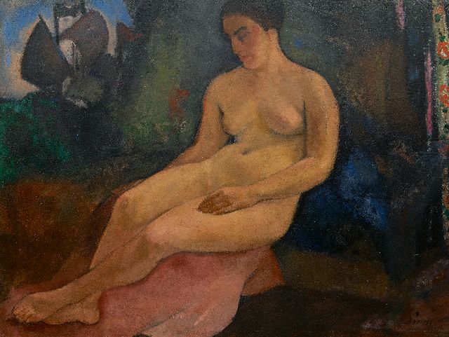 Willem Paerels | Zittend naakt in een landschap, olieverf op doek, 104,3 x 138,2 cm, gesigneerd r.o.