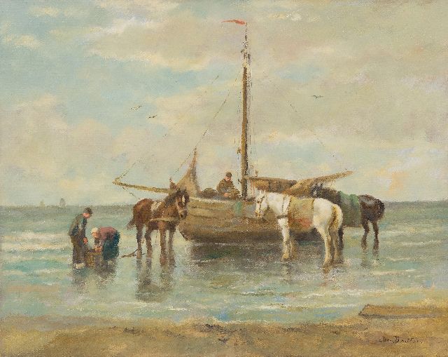Bouter C.W.  | Terugkeer van de vangst, olieverf op doek 41,2 x 51,2 cm, gesigneerd r.o. en zonder lijst