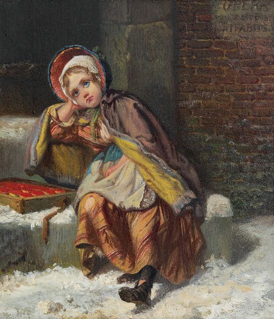 Jan Fabius | Luciferverkoopstertje in de sneeuw, olieverf op paneel, 21,7 x 18,9 cm, gesigneerd r.b.