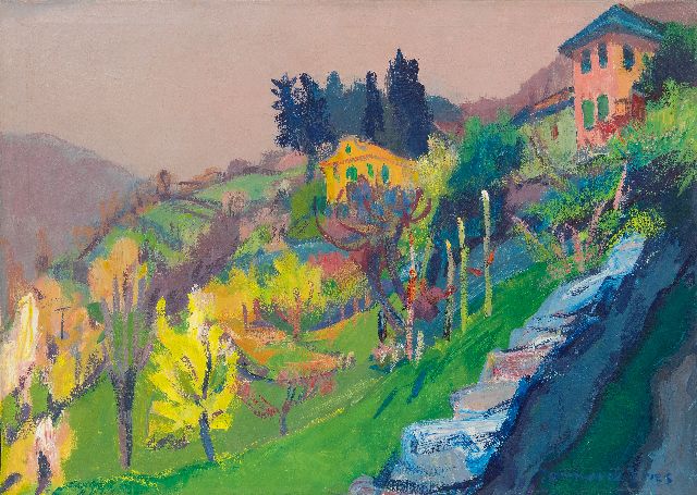 Jannes de Vries | Landschap bij Domodossola, Italië, olieverf op doek, 50,3 x 70,4 cm, gesigneerd r.o.