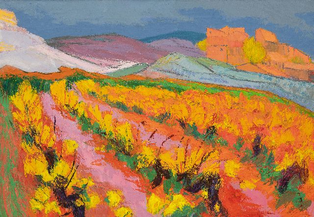 Jannes de Vries | Spaans landschap, olieverf op doek, 70,2 x 100,1 cm, gesigneerd r.o.