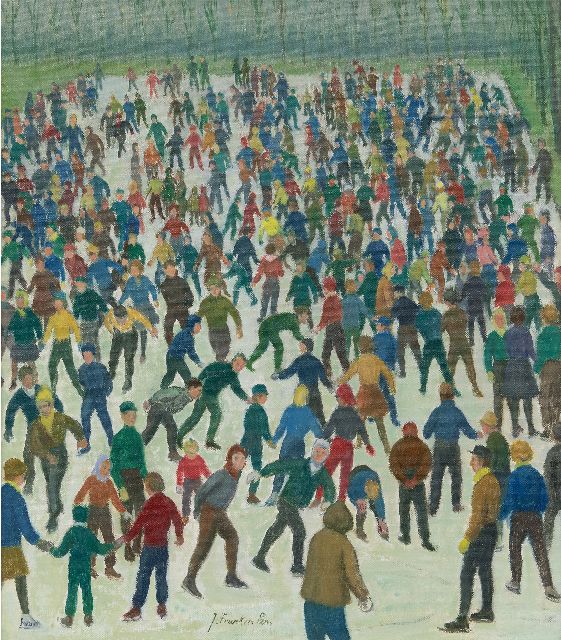Jan Pzn. Franken | Op de ijsbaan, olieverf op doek, 46,0 x 40,0 cm, gesigneerd m.o.