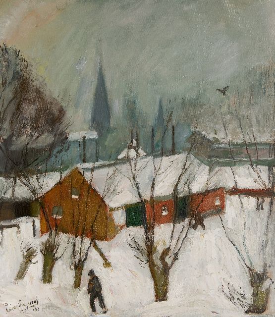Wijngaerdt P.T. van | Winter in Abcoude, februari 1942 (Hommage aan Pieter Breughel), olieverf op doek 78,3 x 68,8 cm, gesigneerd l.o. en gedateerd '42