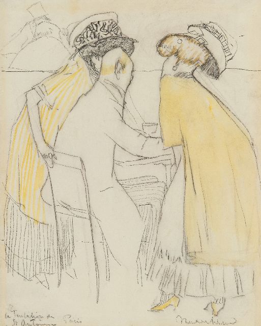 Piet van der Hem | De verleidsters (La Tentation de St. Antoine), krijt en aquarel op papier, 23,1 x 18,0 cm, gesigneerd r.o.