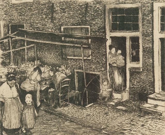 Piet van der Hem | Straatje in Amsterdam, ets, 14,3 x 17,3 cm, gesigneerd r.o. en gedateerd 30 jan. 1911