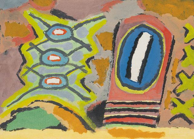 Piet Ouborg | Zonder titel, gouache en collage op papier, 36,2 x 50,7 cm, te dateren ca. 1946-1948