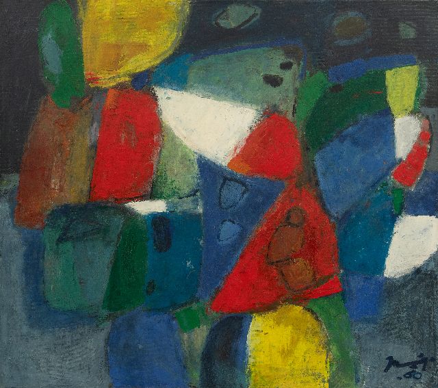 Jaap Nanninga | Jungle Flowers, olieverf op doek, 80,2 x 90,5 cm, gesigneerd r.o. en op spieraam en gedateerd '60
