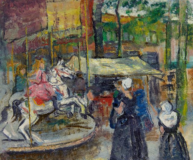 Sarika Góth | De kermis in Domburg, olieverf op papier op board, 30,5 x 36,7 cm, gesigneerd r.o. en gedateerd Juli 1921