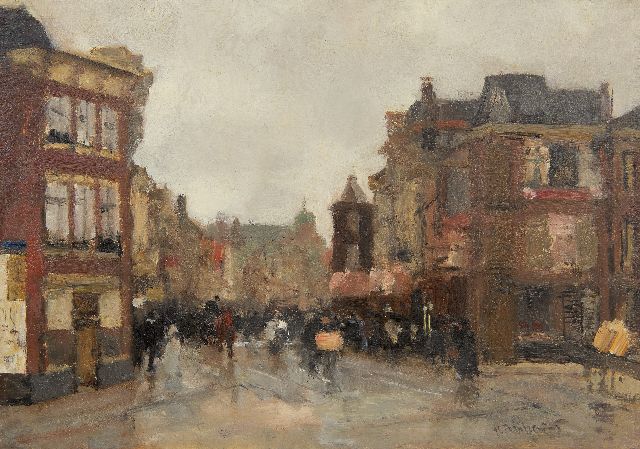 Floris Arntzenius | Gezicht op de Wagenstraat, Den Haag, olieverf op paneel, 20,6 x 29,0 cm, gesigneerd r.o.