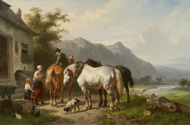 Verschuur W.  | De verfrissing, olieverf op doek 40,5 x 60,3 cm, gesigneerd l.o. en te dateren ca. 1850