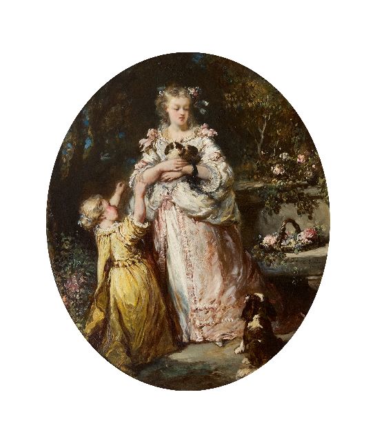 Eugène Isabey | Het nieuwe nestje, olieverf op doek, 47,3 x 39,2 cm, gesigneerd r.o. en gedateerd 1852