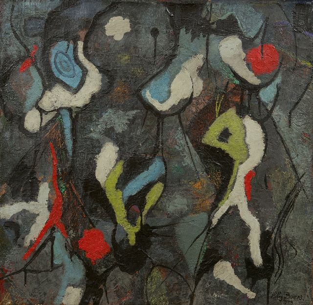 Willy Boers | Verbeeldende activiteit, olieverf op doek, 60,0 x 58,0 cm, gesigneerd r.o. en gedateerd 1949