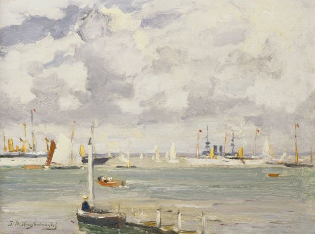 Jan Hendrik Weissenbruch | Havengezicht, olieverf op paneel, 20,4 x 26,6 cm, gesigneerd l.o.