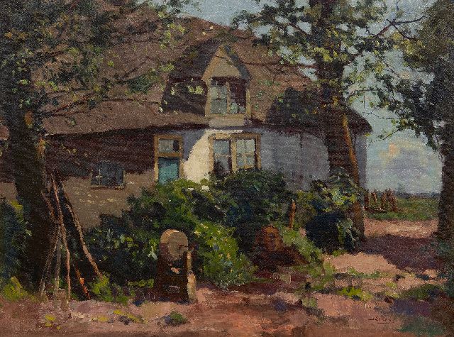 Jan Sirks | Boerenerf, olieverf op doek, 46,2 x 61,5 cm, gesigneerd r.o.