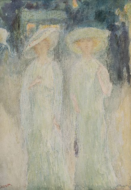 Ko Cossaar | Two Fairies, potlood en aquarel op papier op board, 56,2 x 39,0 cm, gesigneerd l.o.
