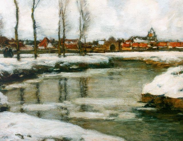 Louis van Soest | Gezicht op winterse stad, 36,1 x 46,4 cm
