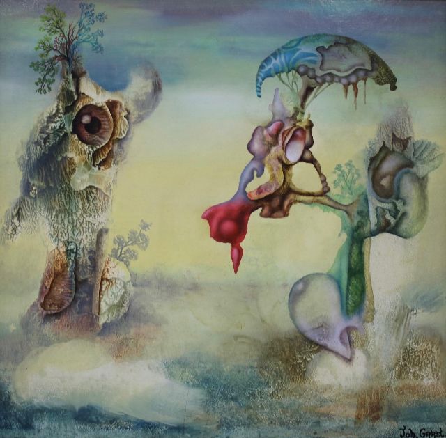 Johannes Garst | Someone is watching you you you, olieverf op board, 20,0 x 20,0 cm, gesigneerd r.o.