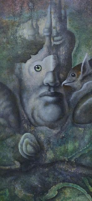 Johannes Garst | Droom, olieverf op board, 20,0 x 9,7 cm, gesigneerd r.o. en gedateerd '82