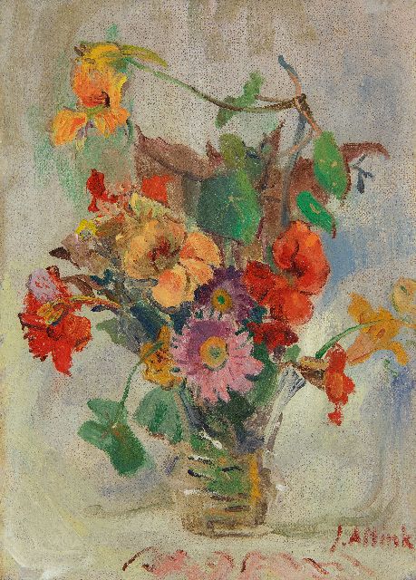 Jan Altink | Zomerbloemen, olieverf op doek op board, 39,5 x 28,3 cm, gesigneerd r.o.
