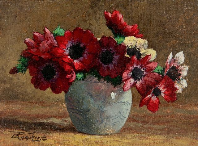 Cornelis Raaphorst | Anemonen in gemberpot, olieverf op doek op paneel, 18,5 x 24,6 cm, gesigneerd l.o.