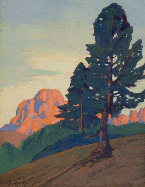 Willy Kukuk | Berglandschap, gouache op papier, 21,7 x 17,0 cm, gesigneerd l.o.