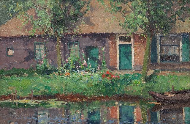 Gerbrand Frederik van Schagen | Boerderij aan het water, olieverf op doek, 28,7 x 42,9 cm, gesigneerd r.o. en gedateerd '25