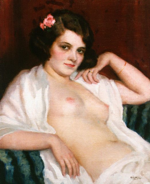 János László Aldor | Het model van de artiest, olieverf op doek op schildersboard, 48,5 x 39,8 cm, gesigneerd r.o.