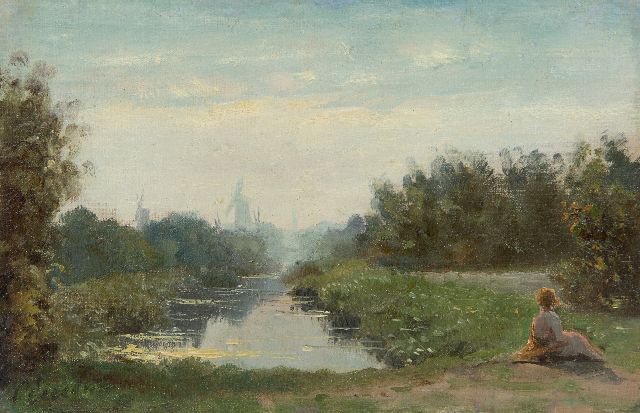Otto Eerelman | Zomerlicht, olieverf op doek op board, 15,9 x 23,4 cm, gesigneerd l.o.