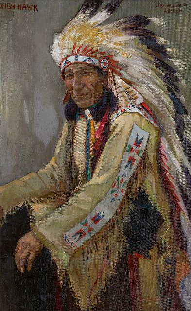 Jan van Delft | Chief High Hawk, olieverf op doek, 110,2 x 70,1 cm, gesigneerd r.b. en gedateerd 23-11-31