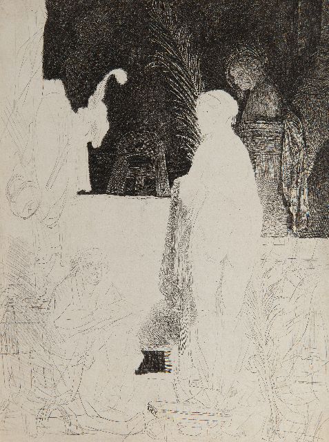 Rembrandt | De kunstenaar die naar een model tekent, ets, 23,3 x 18,5 cm