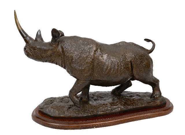 Mathews T.O.  | Neushoorn, brons 29,9 x 44,9 cm, gesigneerd en genummerd 2/10 op de basis en gedateerd 1987