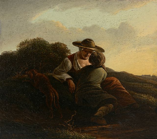Schelfhout A.  | Een intiem gesprek, olieverf op paneel 13,8 x 14,2 cm, gesigneerd l.o.