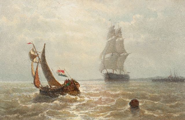 George Johannes Hoffmann | Uitvarende boeier in een stevige bries, olieverf op paneel, 32,7 x 49,9 cm, gesigneerd r.o.