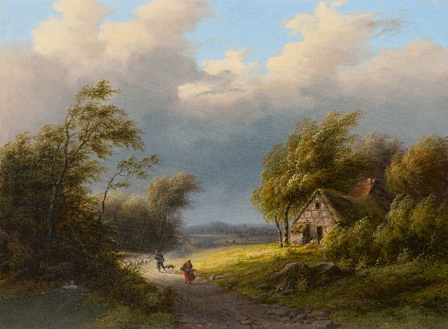 Willem Simon Petrus van der Vijver | Een stormachtige dag (alleen tezamen met pendant), olieverf op doek, 39,3 x 53,2 cm, gesigneerd r.o. en gedateerd 1851, zonder lijst
