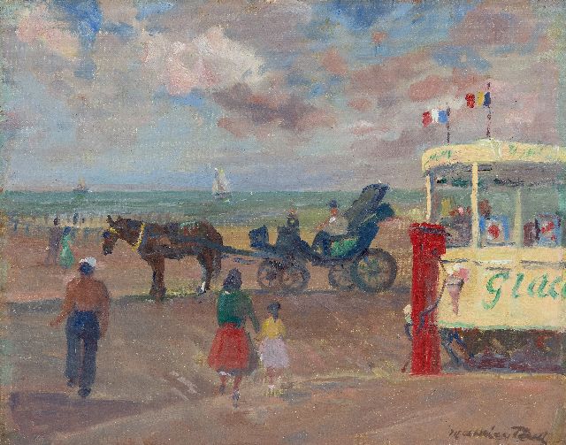 Maurice Paul | IJscokar aan het strand, olieverf op doek op board, 28,2 x 36,1 cm, gesigneerd r.o.