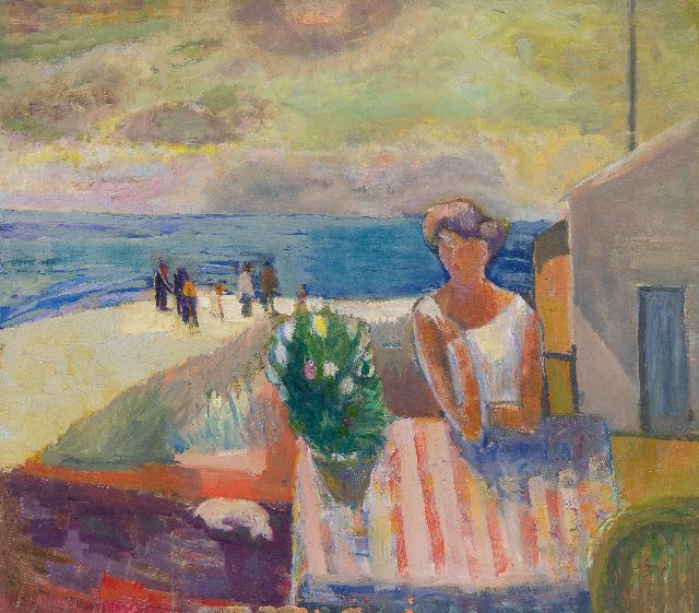 Frederick Bedrich Serger | Terras bij de zee, olieverf op board, 39,6 x 44,6 cm, gesigneerd r.o.