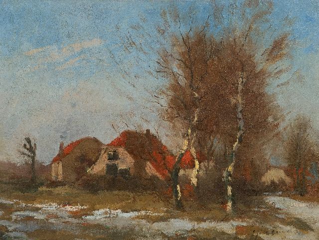 Stegeman G.  | Landschap met smeltende sneeuw, olieverf op doek 31,8 x 42,2 cm, gesigneerd r.o.