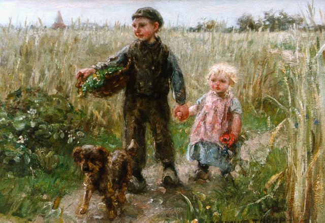 Jan Zoetelief Tromp | Wandeling door het korenveld, olieverf op doek, 30,5 x 40,0 cm, gesigneerd r.o.