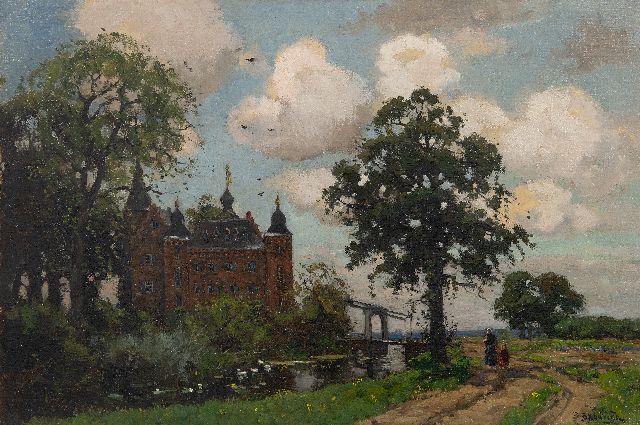 Barend Brouwer | Kasteel in landschap, olieverf op doek, 40,6 x 60,6 cm, gesigneerd r.o.