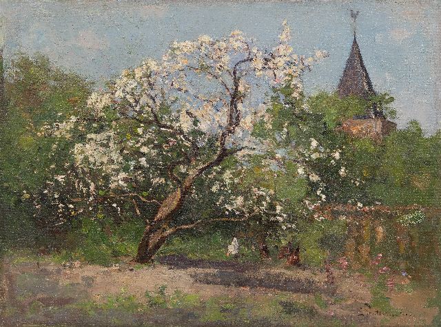 Louis Stutterheim | Bloeiende magnolia, olieverf op doek, 30,5 x 40,3 cm, gesigneerd r.o.
