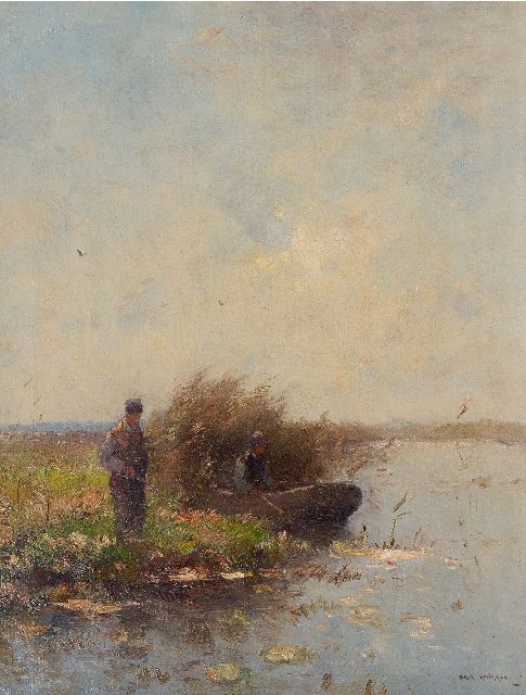 Aris Knikker | Vissers aan de waterkant, olieverf op doek, 65,2 x 49,5 cm, gesigneerd r.o.