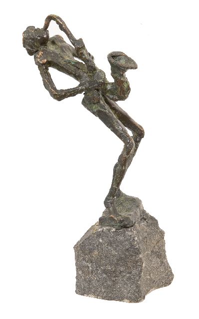 Jits Bakker | Saxofonist, brons, 23,5 x 6,8 cm, gesigneerd op de basis