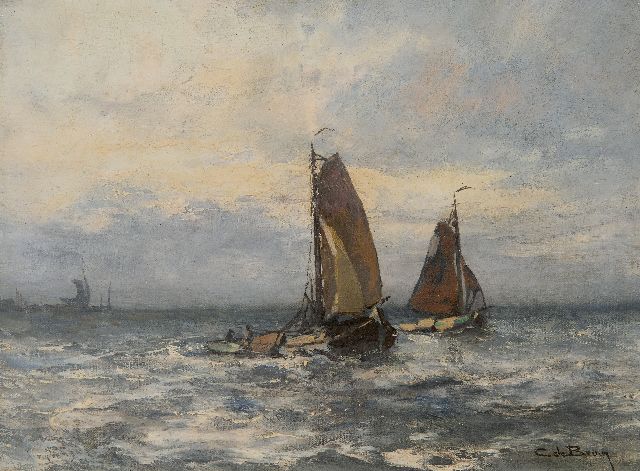 Cornelis de Bruin | Botters voor Harderwijk, olieverf op doek, 30,4 x 40,4 cm, gesigneerd r.o. en zonder lijst