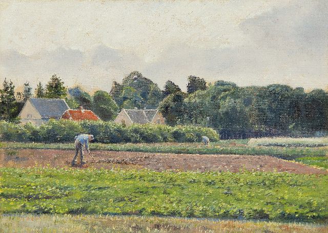 Stricker C.L.  | Landschap te Ede, augustus 1918, olieverf op doek op board 25,1 x 34,5 cm, gedateerd augustus 1918