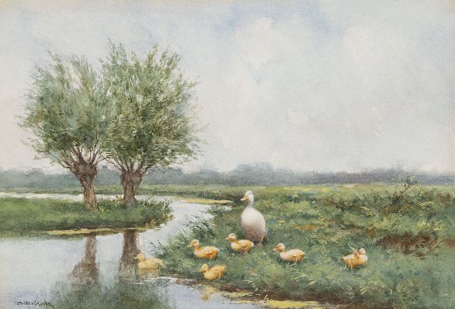 Constant Artz | Jong geleerd, oud gedaan, inkt en aquarel op papier, 26,0 x 39,2 cm, gesigneerd l.o.