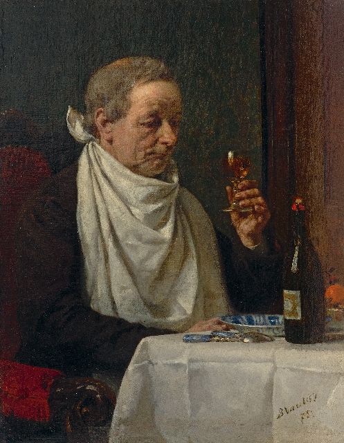 Benjamin Vautier I | De epicurist, olieverf op doek, 35,2 x 27,6 cm, gesigneerd r.o. en gedateerd '75